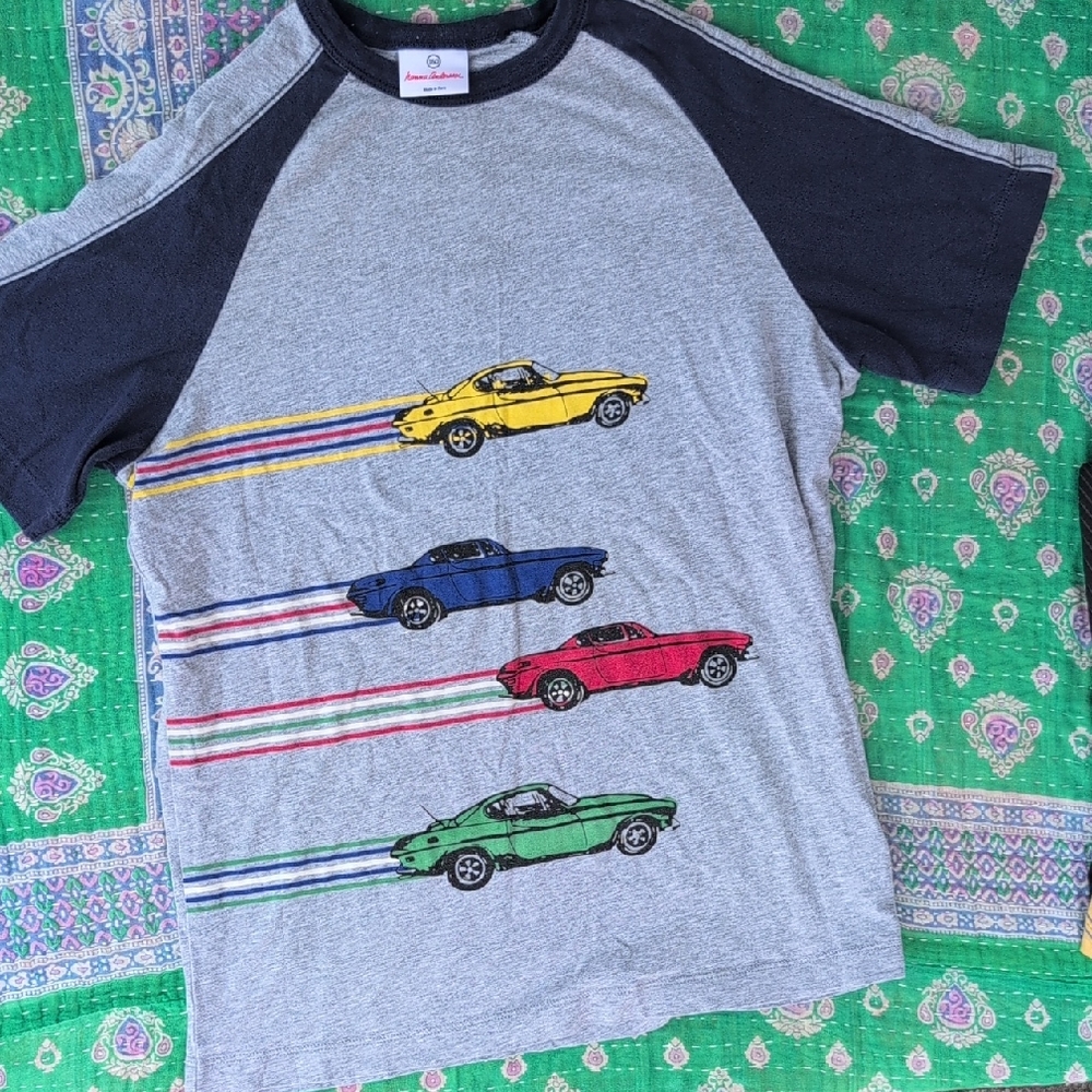 (Bundle 6 For $30) Hanna Andersson Gray and Navy Kids Tee with Colorful Cars